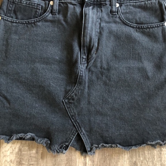 Madewell Rigid Denim A-Line Mini Black Skirt in Lunar Wash 29 - Picture 4 of 8
